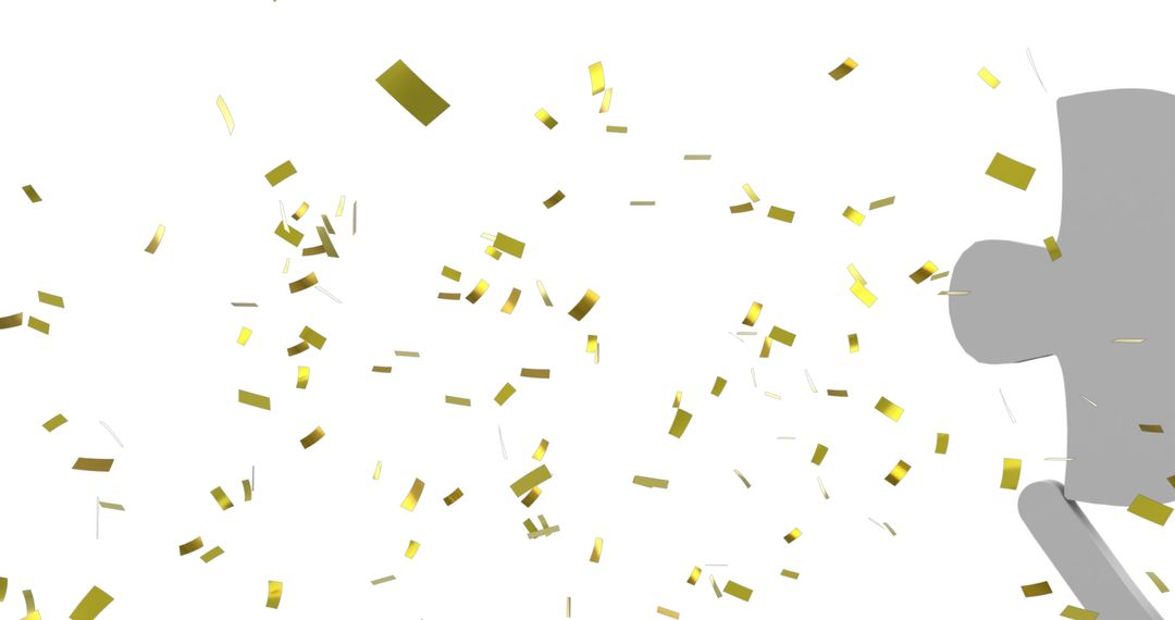 Gold Confetti Floating as Celebratory Imagery with Puzzle Piece