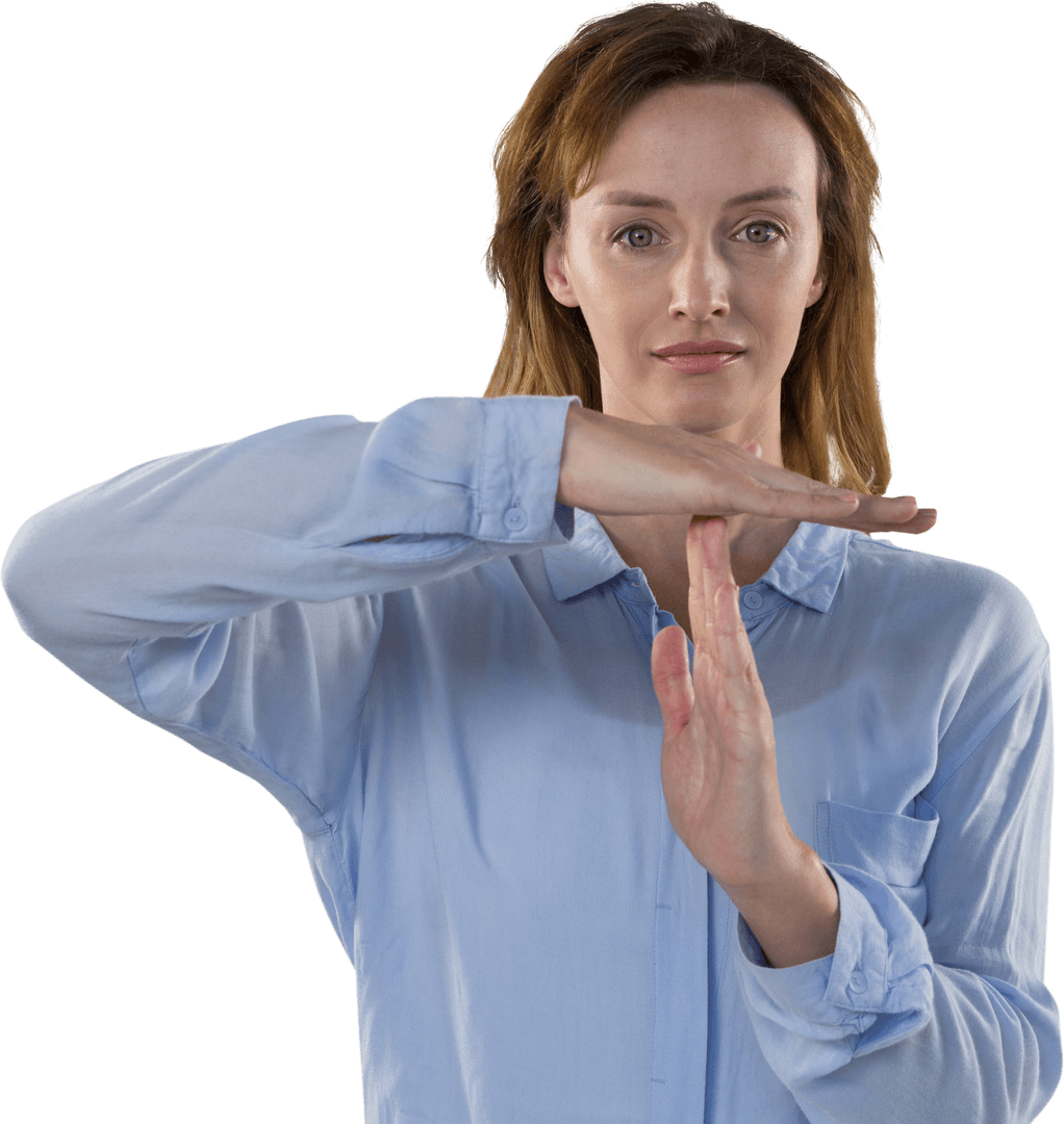 Businesswoman Showing Transparent Break Gesture Hands