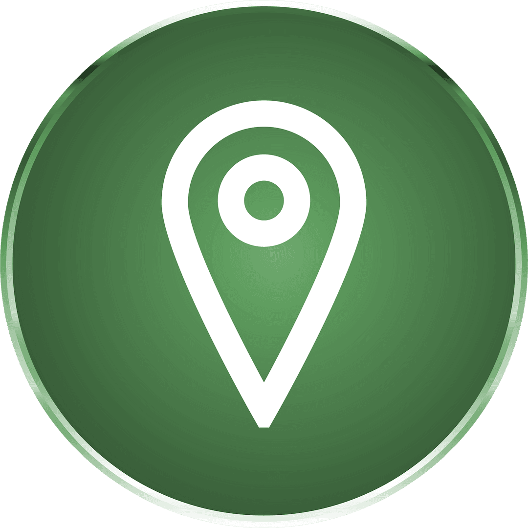 Transparent Green Circle with White Map Pin Icon for Navigation