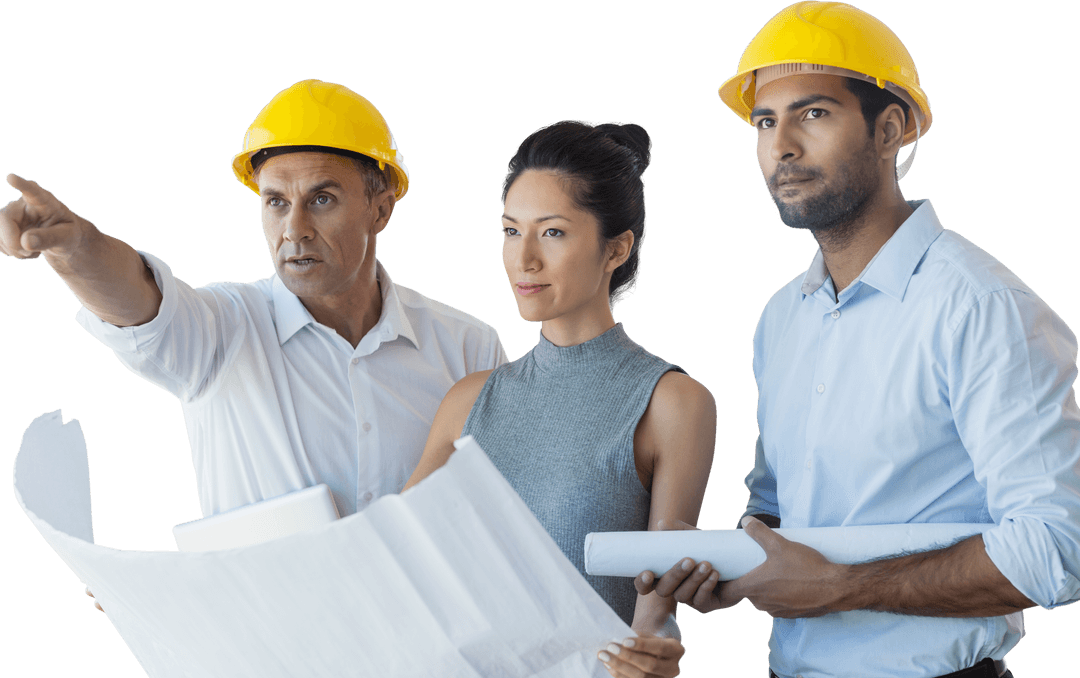 Architects Collaborating with Transparent Background