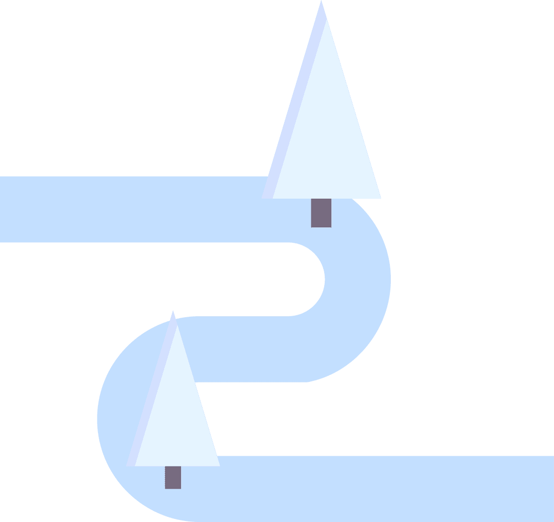 Abstract Ribbon Pathway and Trees on Transparent Background