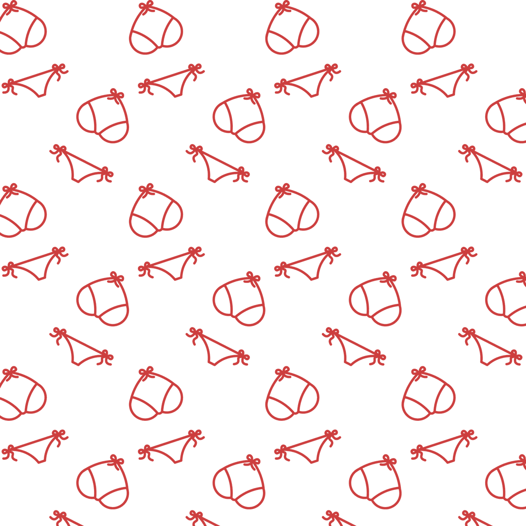 Bold Red Bikini Pattern on Transparent Background