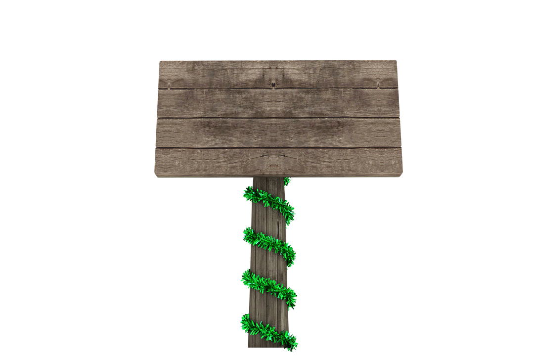 Transparent Wooden Signboard with Green Christmas Tinsel - Download Free Stock Images Pikwizard.com