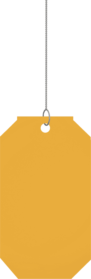 Yellow Hanging Tag with Copy Space on Transparent Background