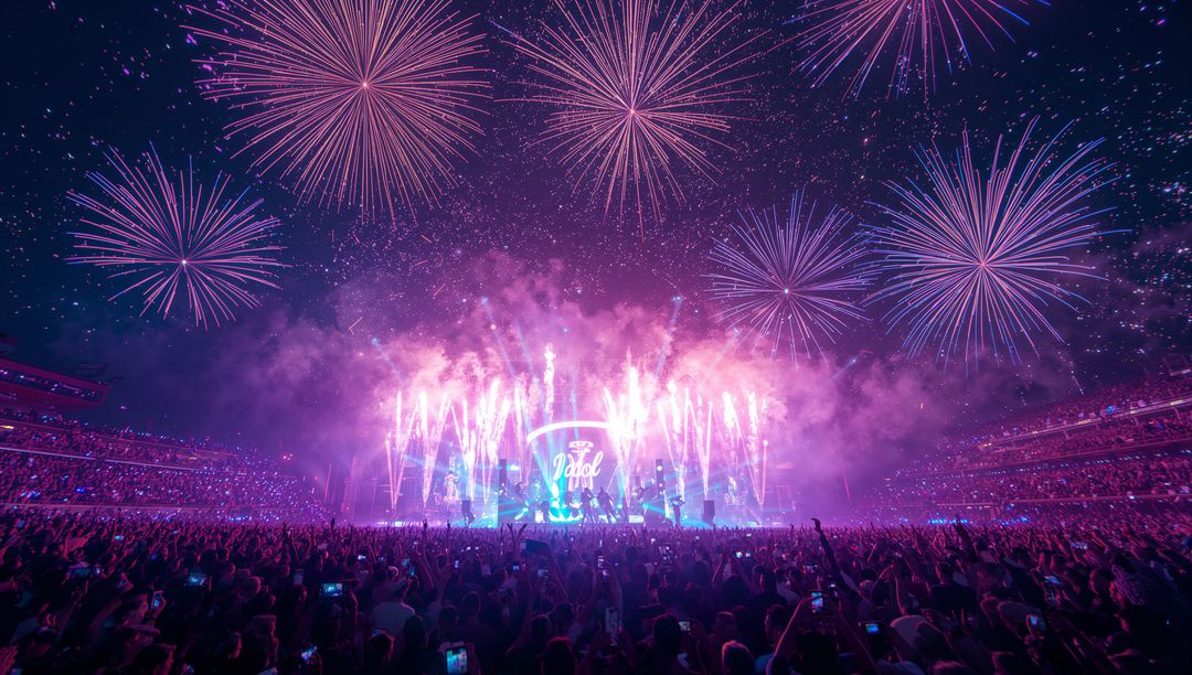 Spectacular Fireworks Enhance Stadium Concert Experience