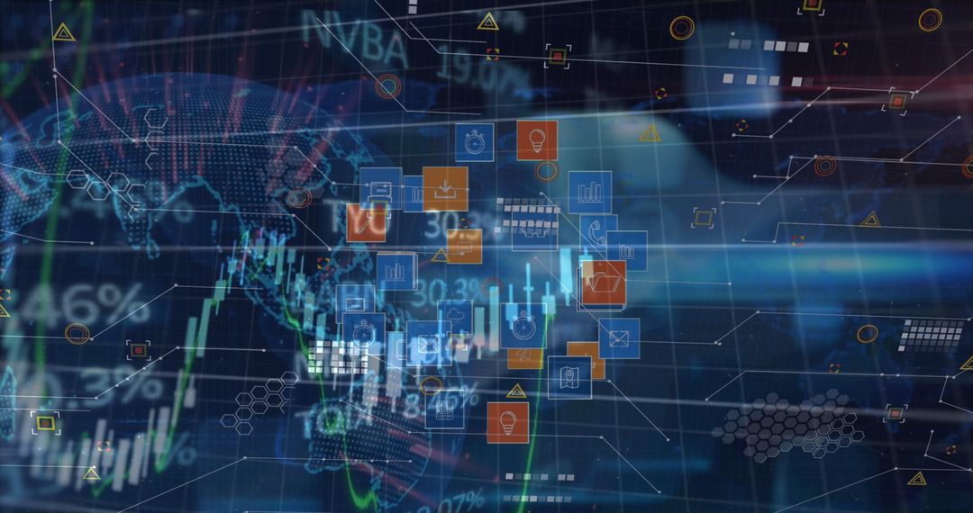 Futuristic Data Analytics Interface with Global Network