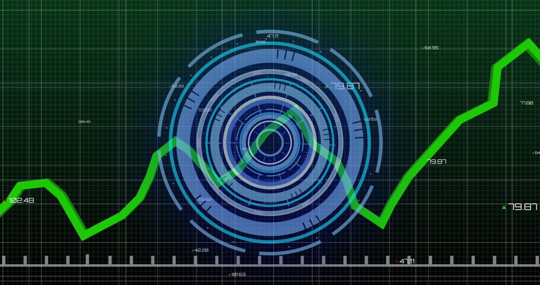 Futuristic Green Data Graph with Digital Interference Design