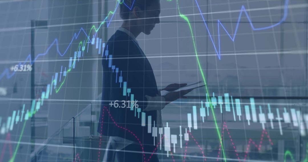 Businesswoman Engaging with Financial Data Interface