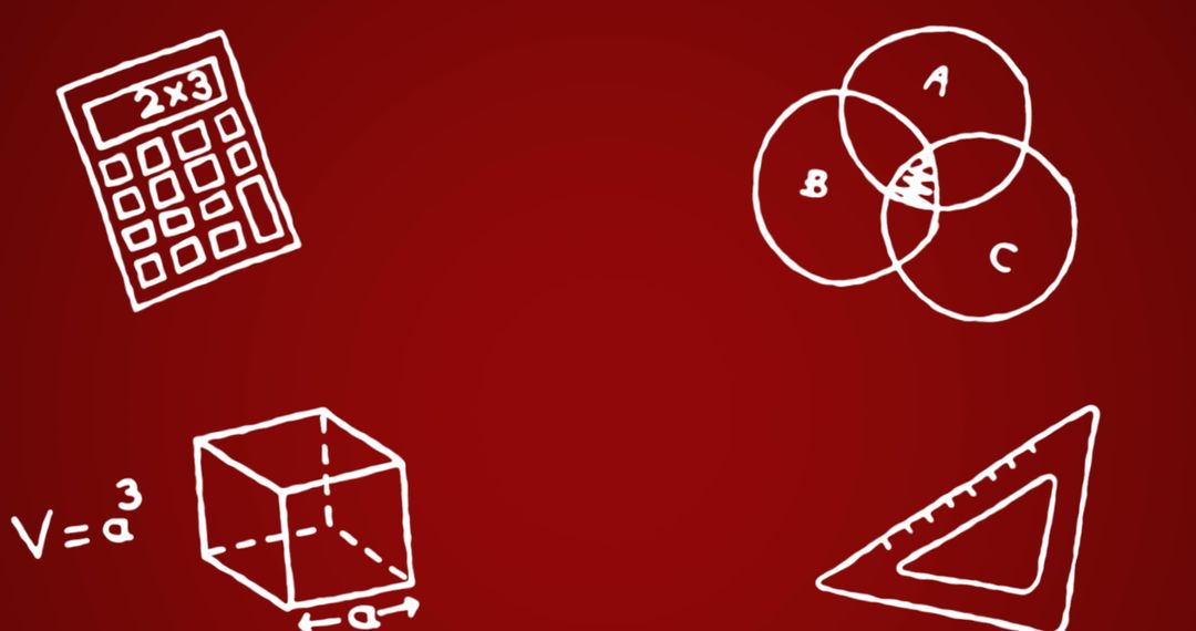 Abstract Math Symbols on Red Background