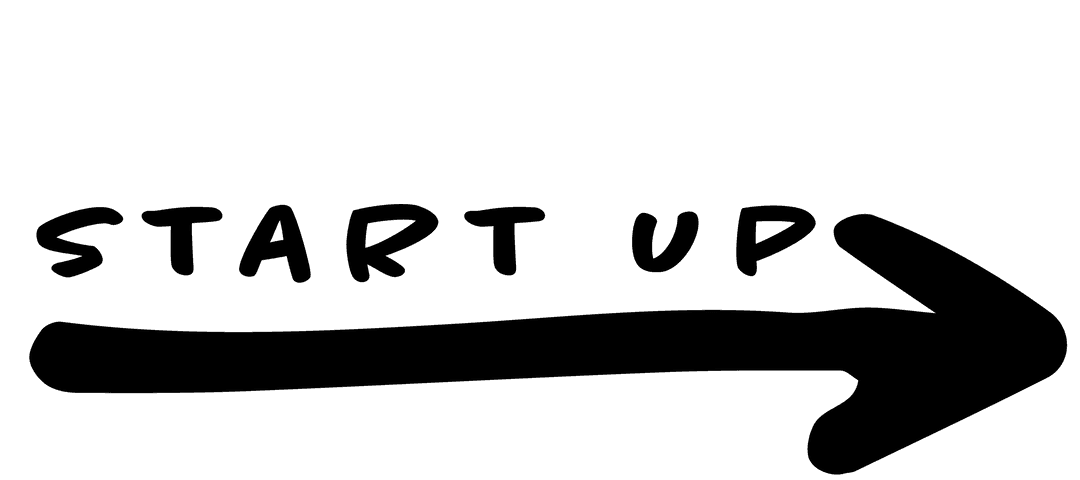 Transparent Start Up Text with Rising Arrow Symbol