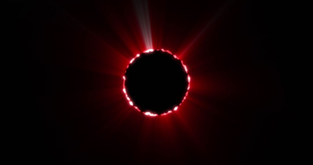 Abstract Glowing Red Eclipse Effect with Digital Light Rays