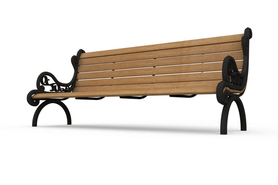Transparent Background Wooden Park Bench Illustration
