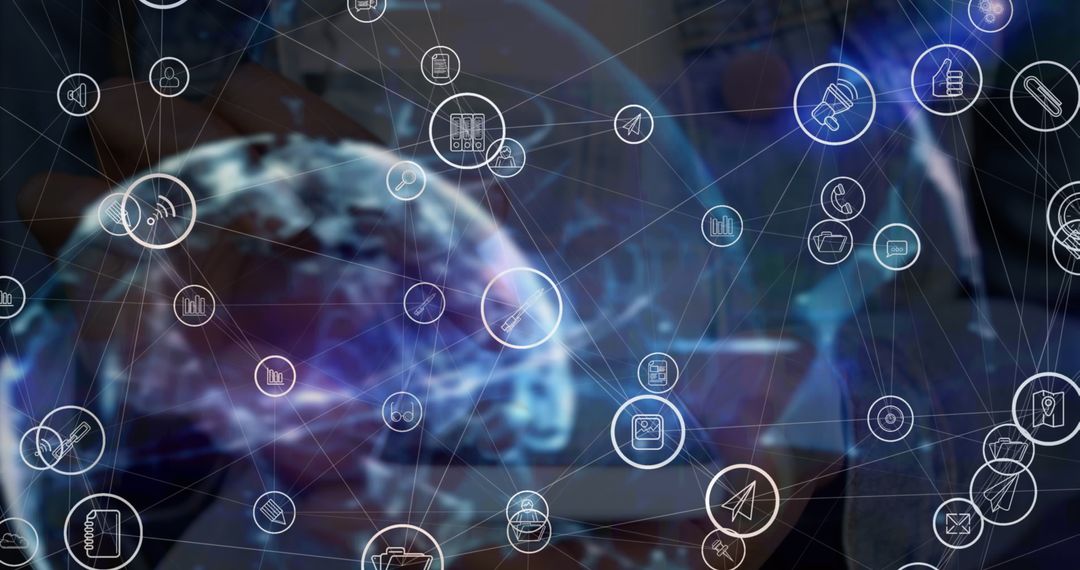 Global Digital Networking with Social Media Icons Connection