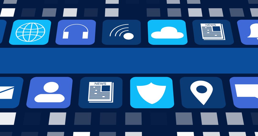 Digital Interface Icons on Dark Blue Background - Free Images, Stock Photos and Pictures on Pikwizard.com