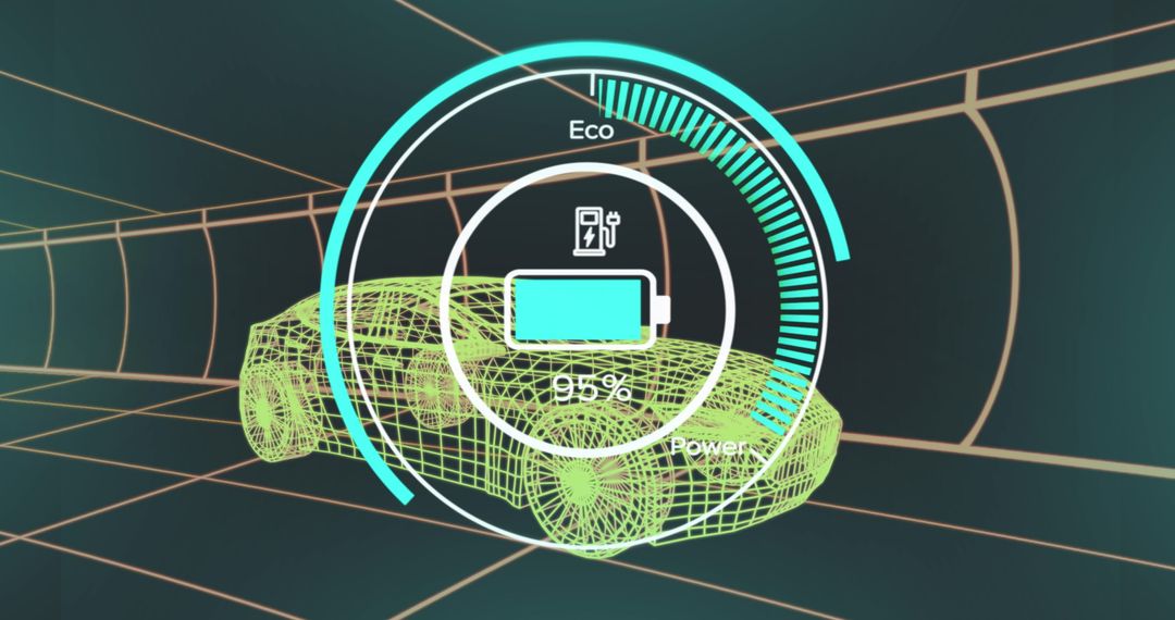 Electric Car Concept with Battery and Technology Interface