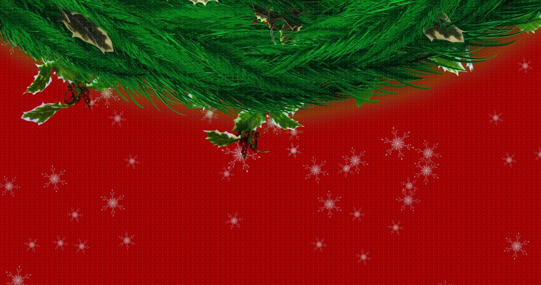 Festive Winter Scene with Fir Branches and Snowflakes