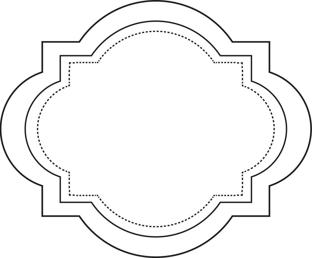 White Ornate Badge with Copy Space on Transparent Background