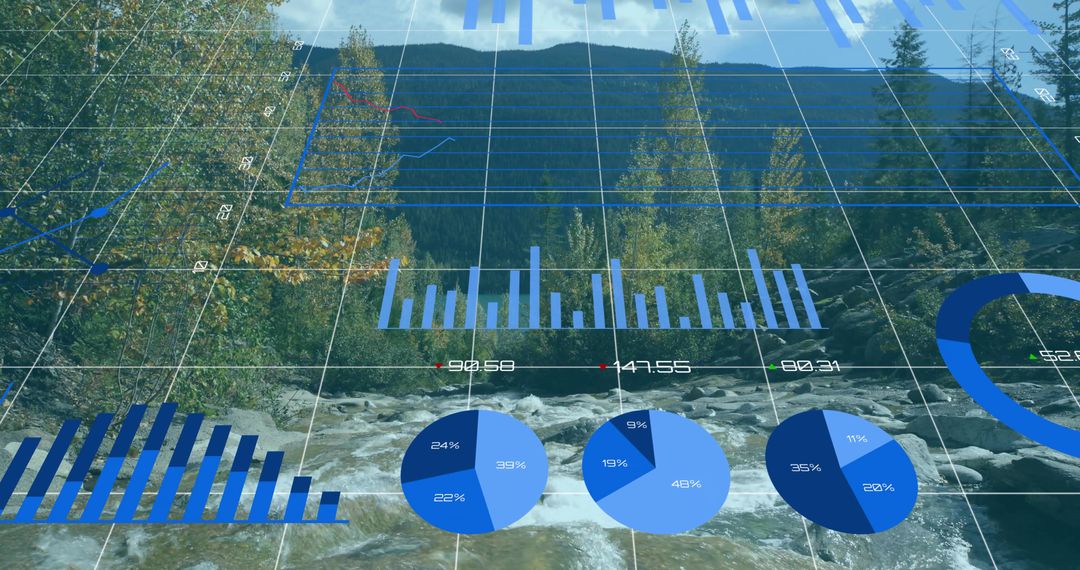 Digital Data Integration Over Mountain Landscape