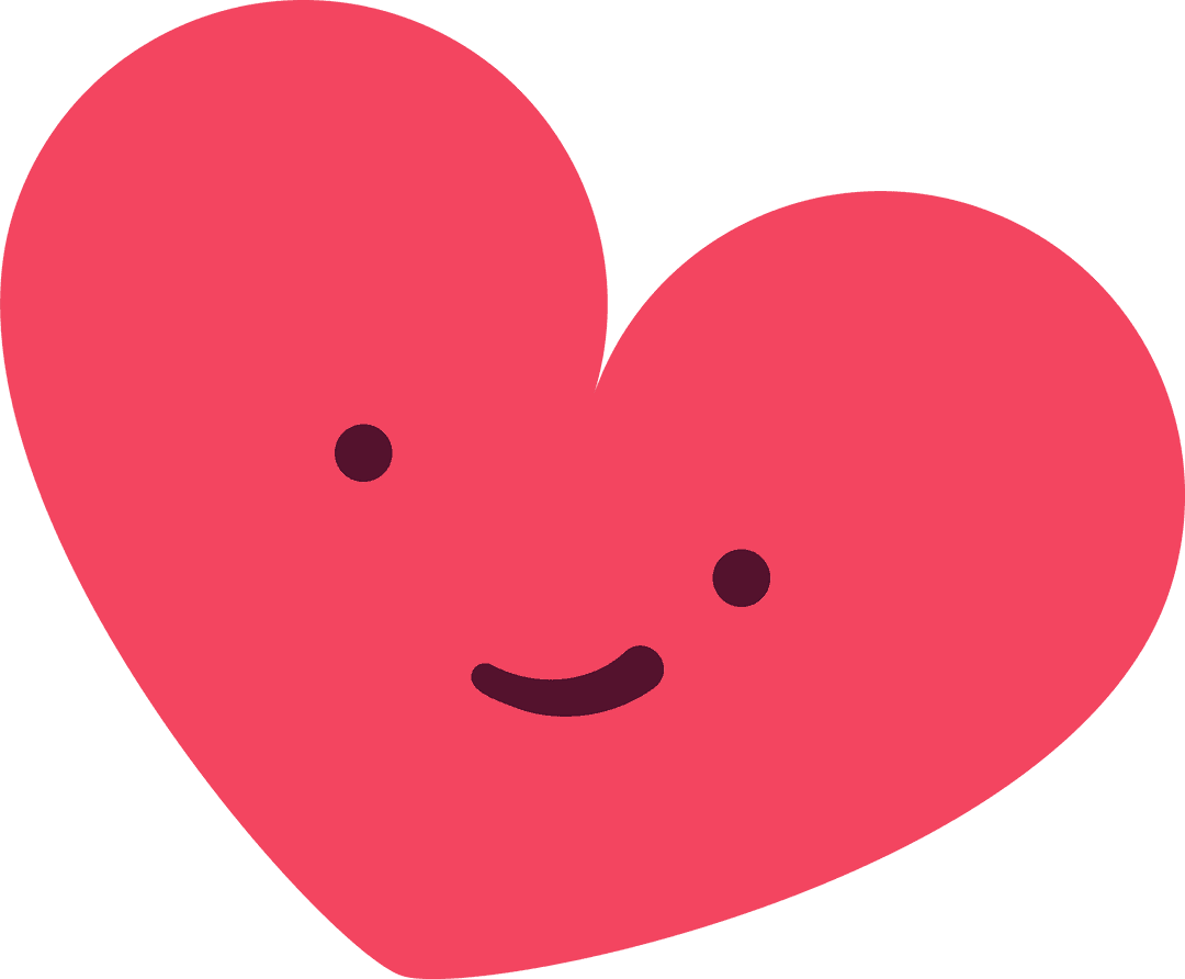 Flat Design Smiling Heart Icon on Transparent Background