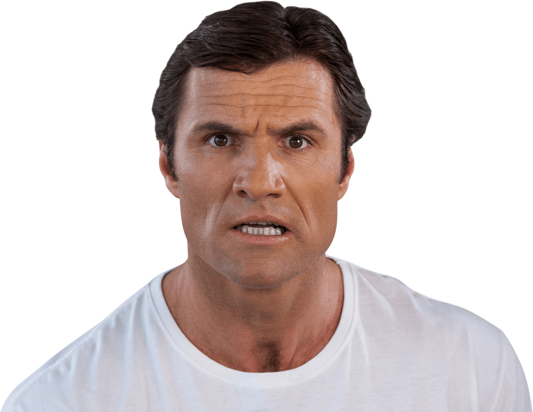 Portrait of Surprised Mature Man with Transparent Background