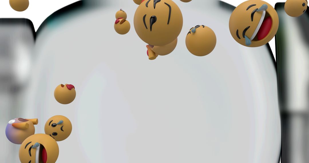 Falling Emojis Creating Playful Vibe on Grey Background