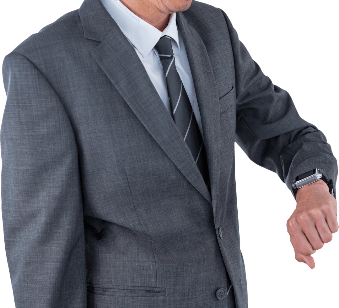 Professional Businessman Checking Smartwatch in Transparent Setting