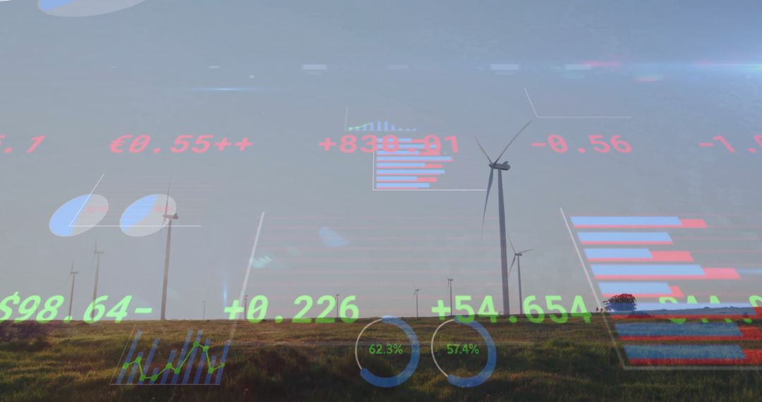 Overlay of Financial Data and Wind Turbines in Renewable Energy Field