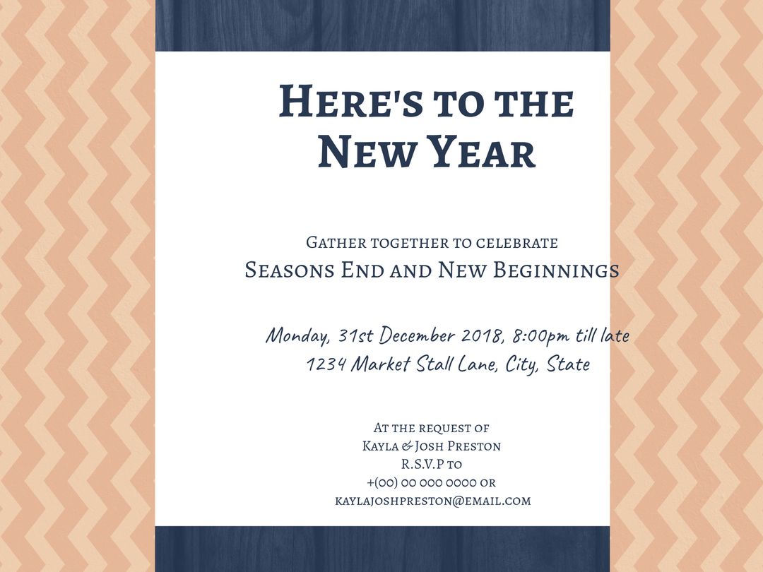 Elegant Chevron New Year's Eve Party Invitation Card
