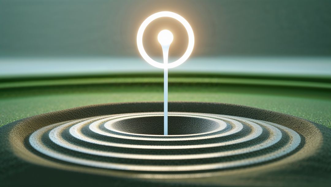 Futuristic Glowing Figure in Minimalistic Space with Concentric Design