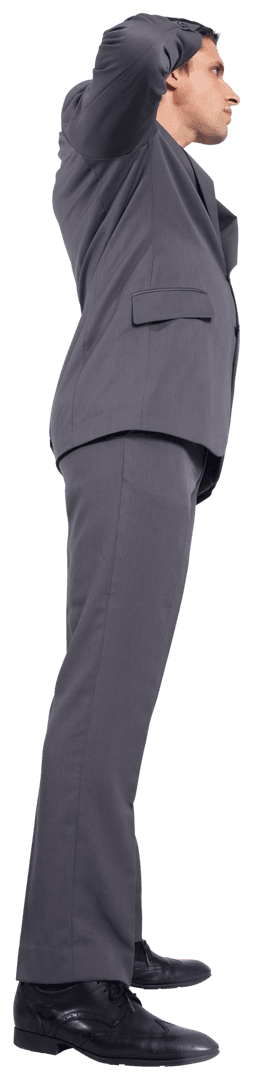 Caucasian Businessman in Deep Thought on Transparent Background