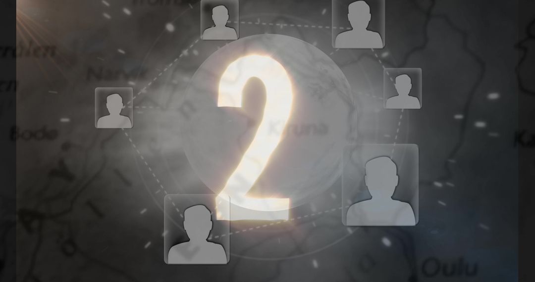 Glowing Number Two with Digital Network Connectivity