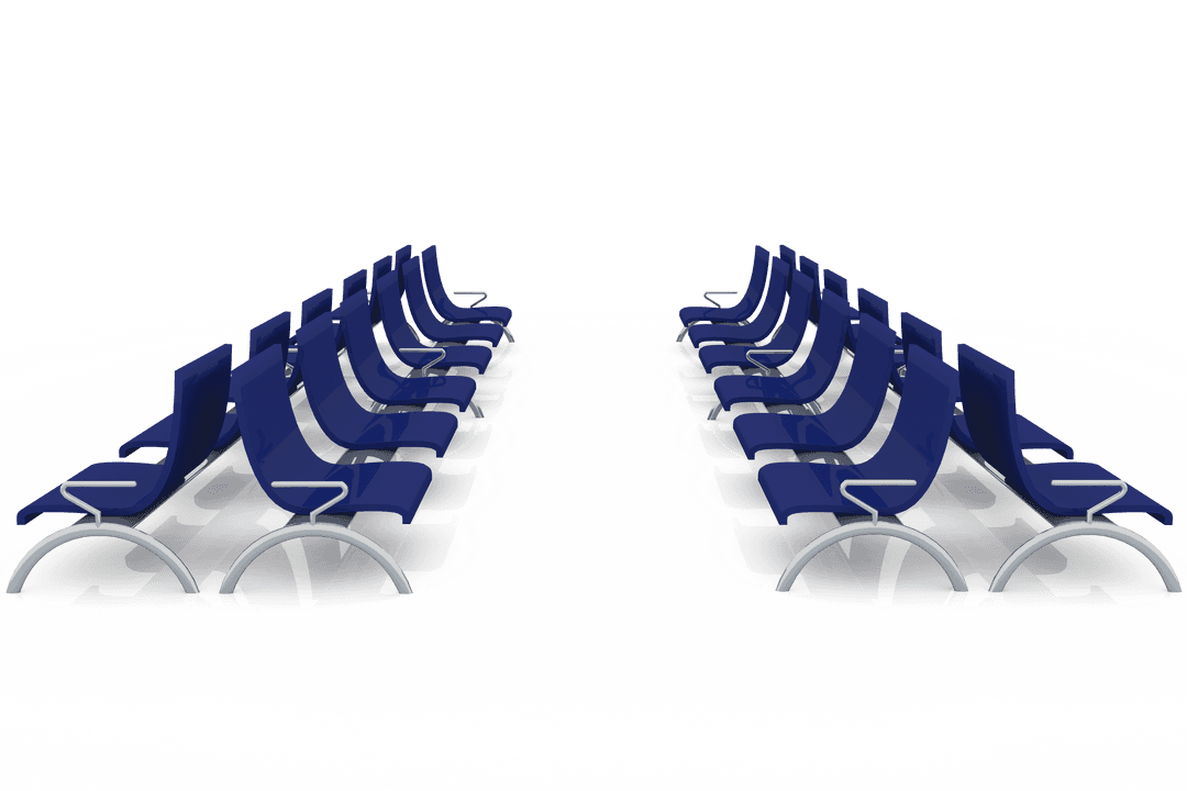 Blue Seating Arrangement on Transparent Background