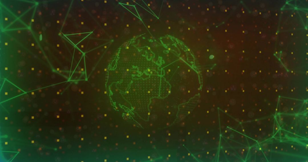 Futuristic Wireframe Earth in Virtual Network Space