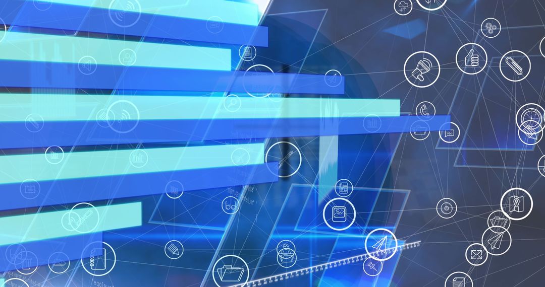 Digital Network with Data Connections and Interfaces Symbolism