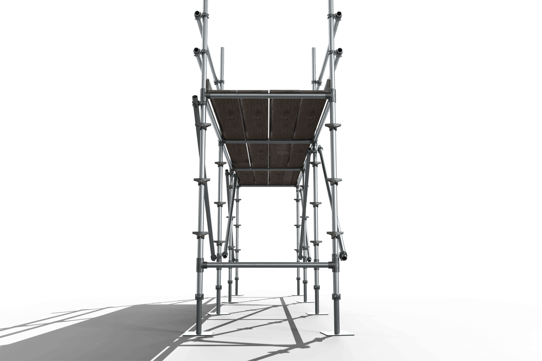 Digital 3D Construction Scaffolding on Transparent Background