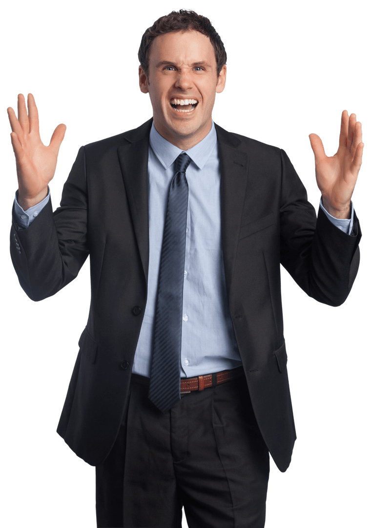 Transparent Businessman Expressing Frustration