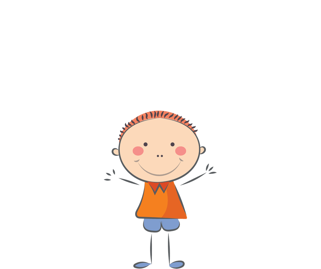 Cheerful Boy Illustration on Transparent Background for Kids Design