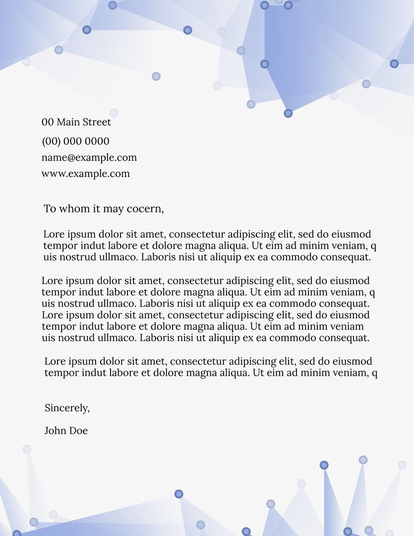 Elegant Professional Letter Template with Geometric Blue Design - Download Free Stock Templates Pikwizard.com