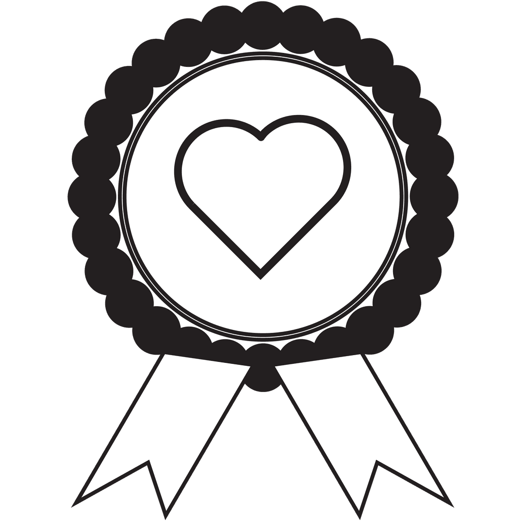 Heart Symbol Badge on Transparent Background for Love and Romance Graphics