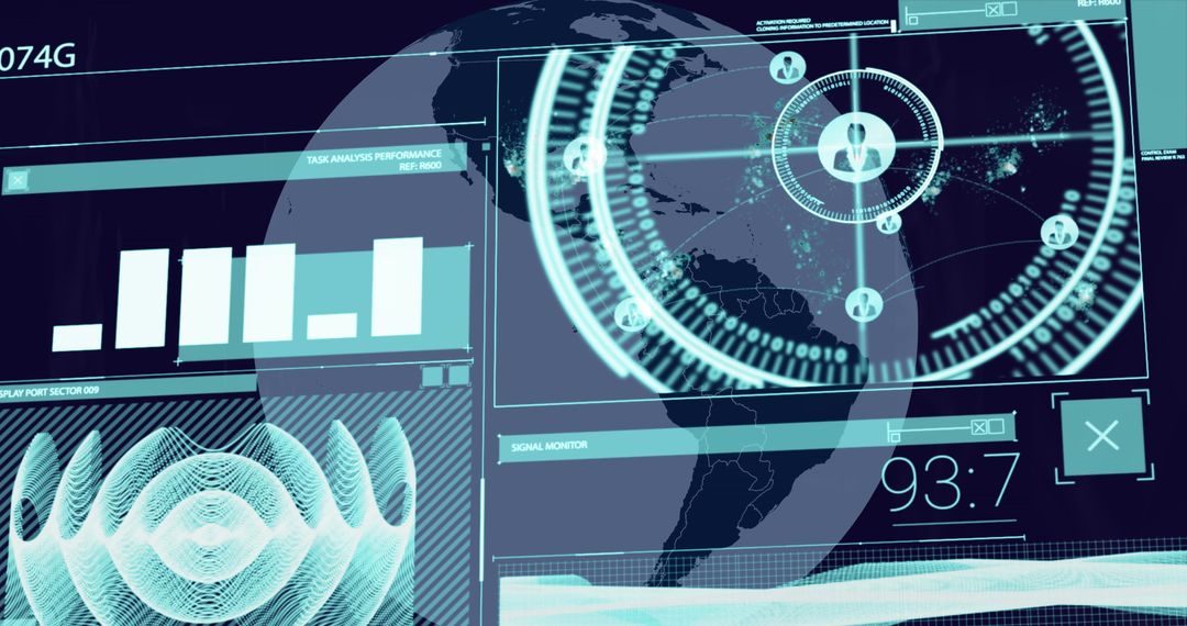 Futuristic Global Data Interface and Analytics Dashboard