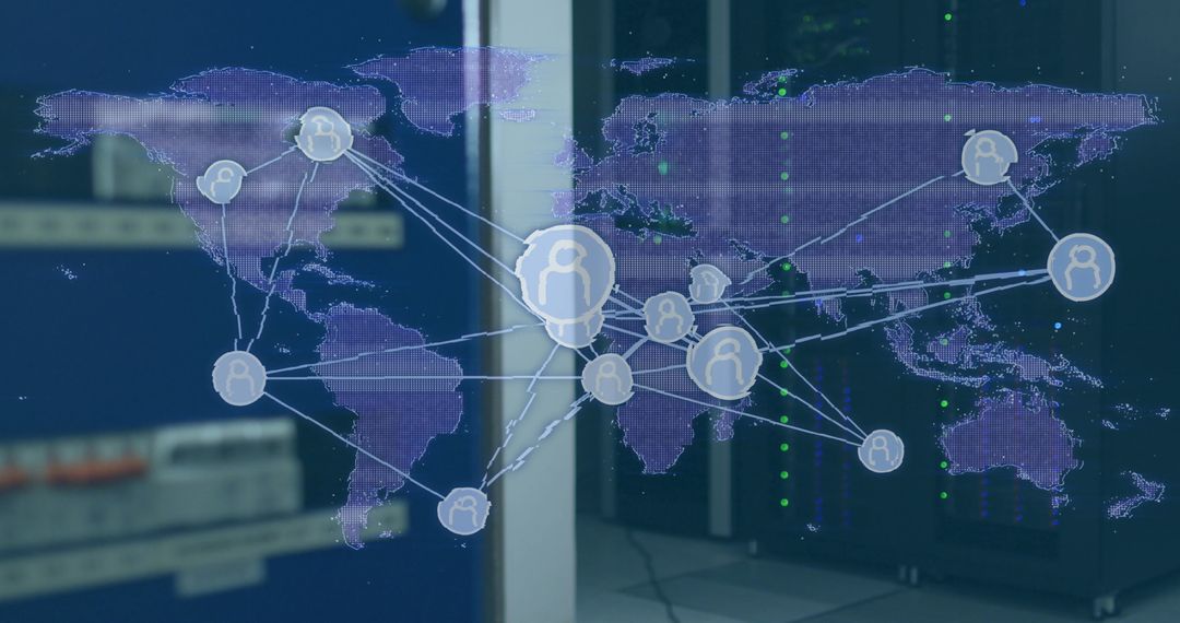 Global Digital Connectivity Network in Modern Server Room
