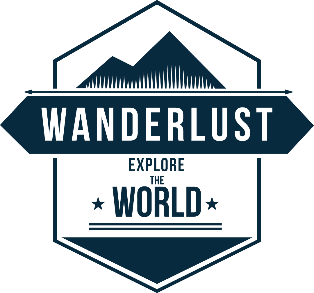 Wanderlust Badge with Travel and Explore Theme on Transparent Background