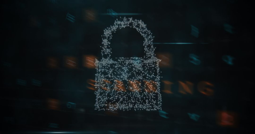 Digital Security Padlock Concept with Data Visualization