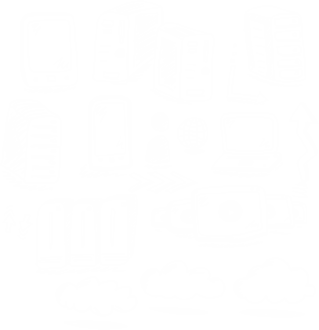 Transparent Technology Device Icons on Vector Background