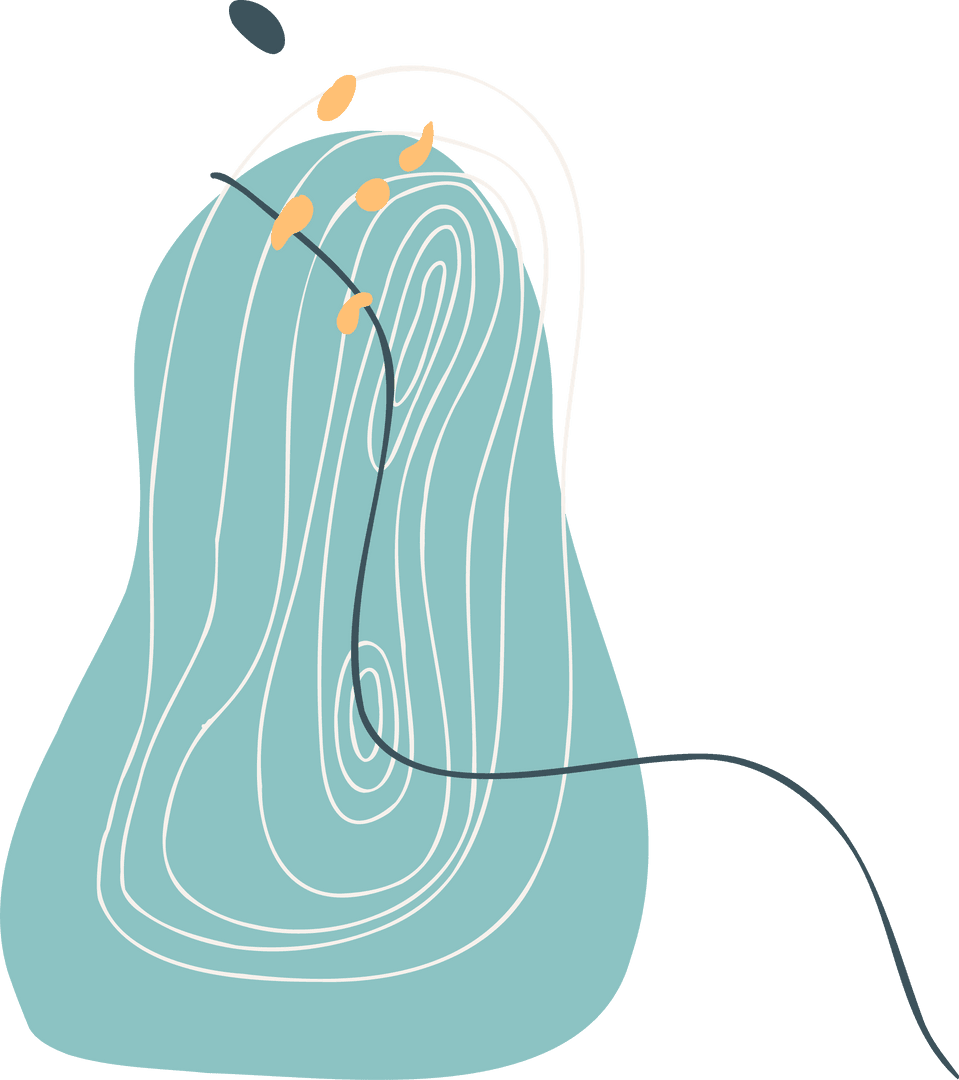 Transparent Abstract Design with Teal Contours and Yellow Accents