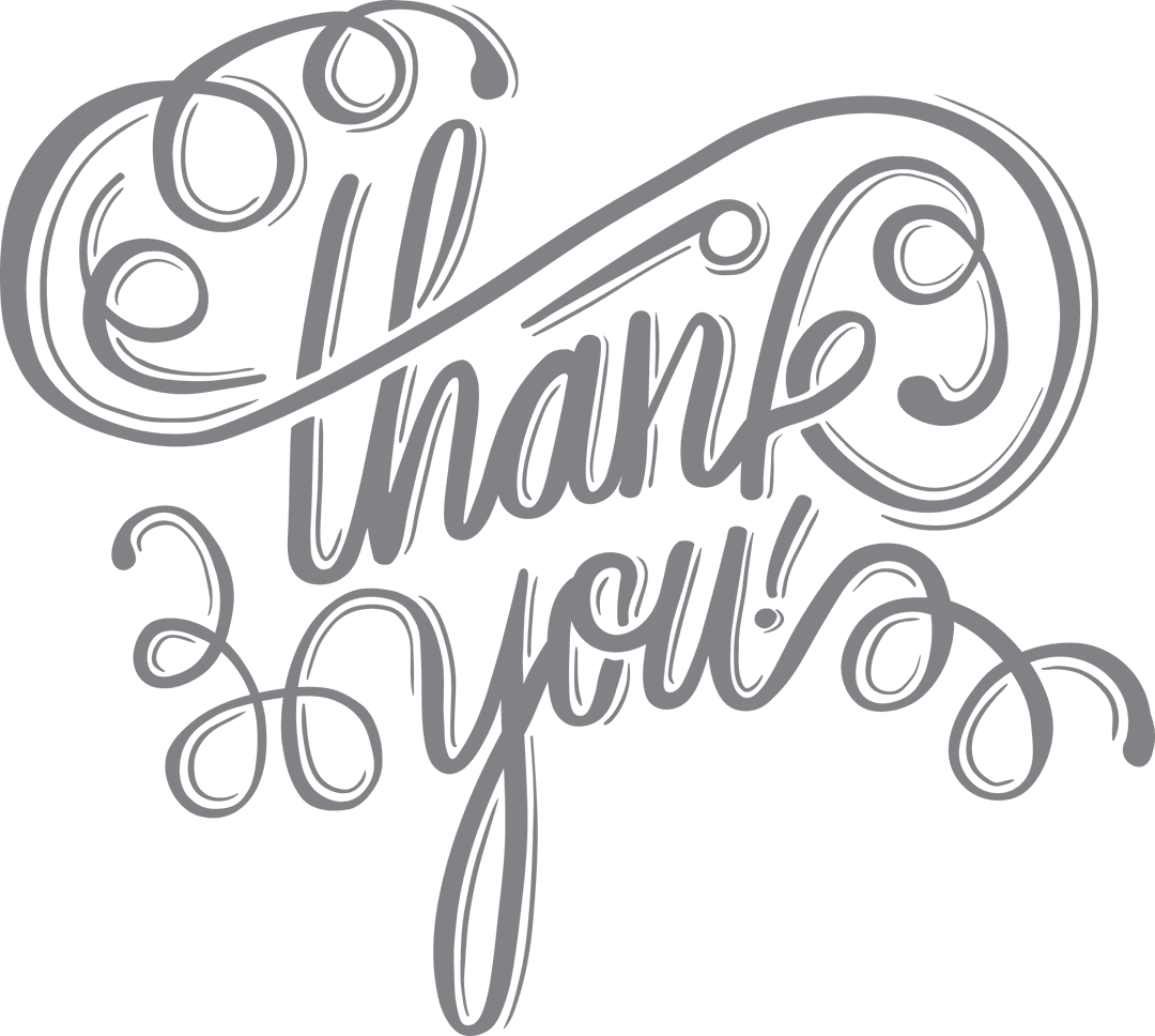 Elegant Handwritten Thank You Text on Transparent Background