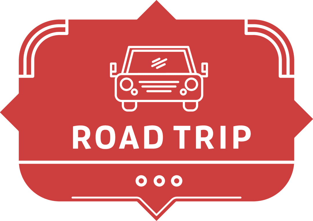 Red Road Trip Banner on Transparent Background