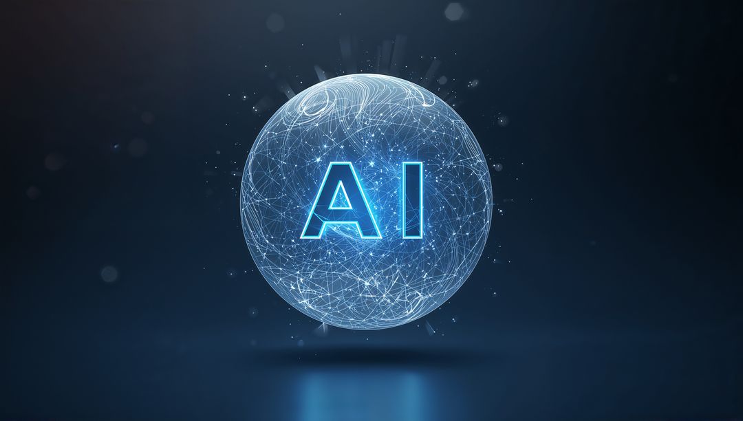 Holographic AI Network Globe with Neon Wireframe, Digital Nodes and Futuristic Glow