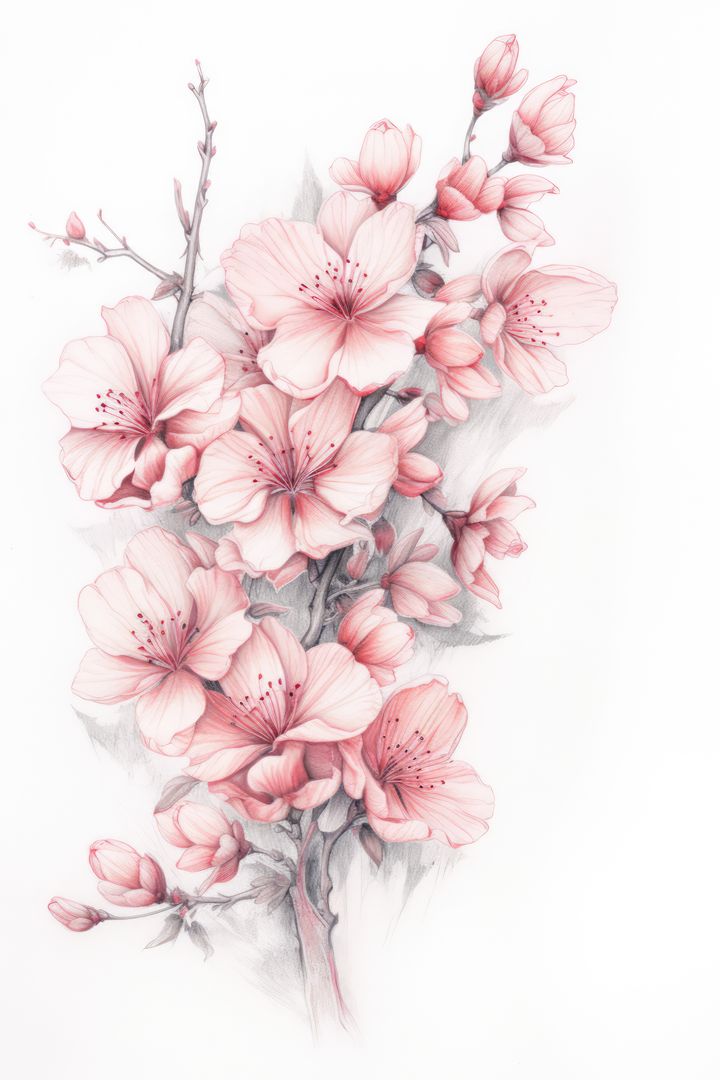 Pink blossom on white background, created using generative ai technology - Free Images, Stock Photos and Pictures on Pikwizard.com