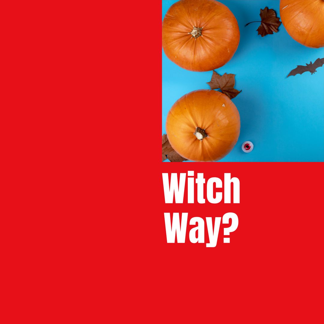 Halloween Composition with Pumpkins and Witch Way Text - Download Free Stock Templates Pikwizard.com